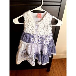 Cutey Couture Floral Dress with crochet detail 100% Cotton Size 2/3 Years